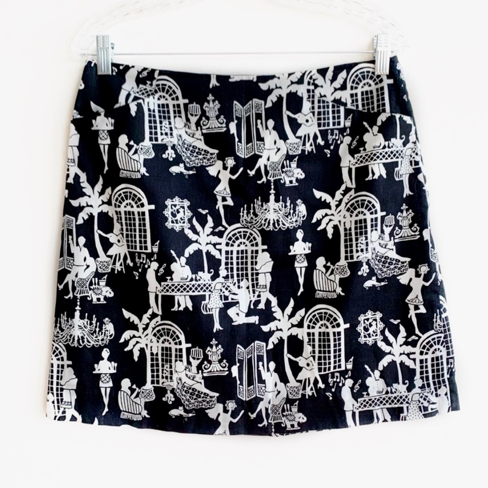 LILLY PULITZER | Late Night Toile Skirt | Sz 6. Length 18”. Waist 16”